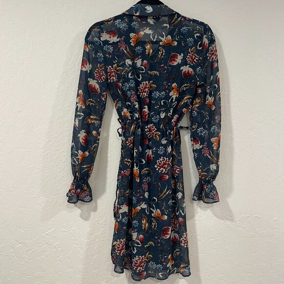 ~ ZARA  Sheer* XS Tunic Blouse/Dress Floral Botanical Boho Button Up Long Sleeve - Picture 14 of 16